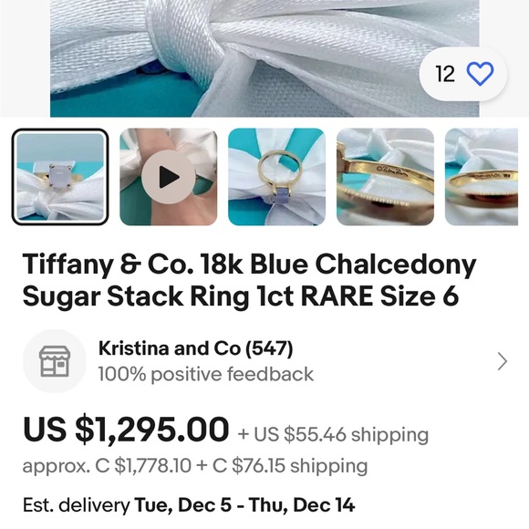 ❌SOLD❌Tiffany RARE gold chalcedony sugar stack ring size 6.25 - Picture 10 of 10